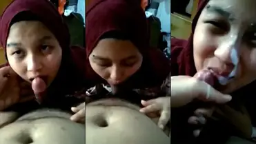 Sepong Kontol Sampai Crot Di Muka Cewek Jilbab Hot poster